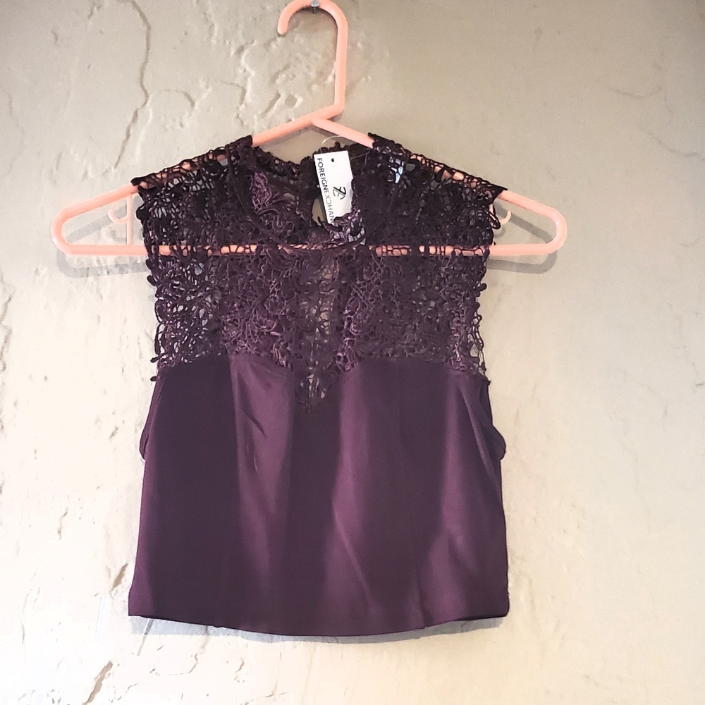 Burgundy Lace Crop Top